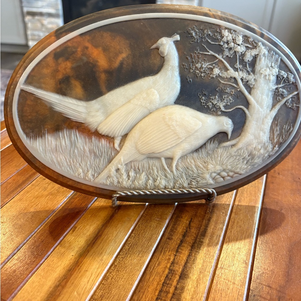 VTG Duck Pheasant Soapstone Carved Lodge Wall Decor Design Gifts USA with Stand